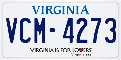 VA license plate VCM4273