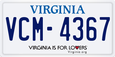 VA license plate VCM4367
