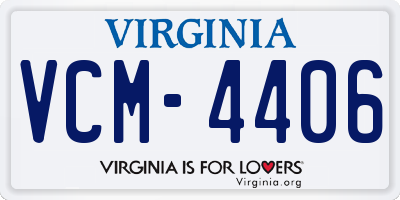 VA license plate VCM4406