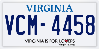 VA license plate VCM4458