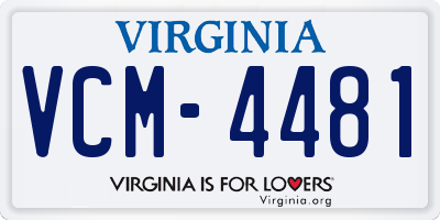 VA license plate VCM4481