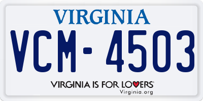 VA license plate VCM4503