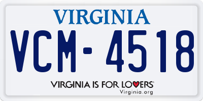VA license plate VCM4518