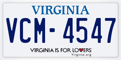 VA license plate VCM4547
