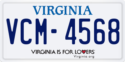 VA license plate VCM4568