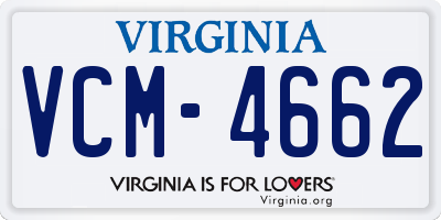 VA license plate VCM4662