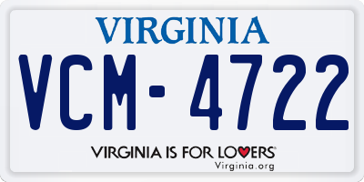 VA license plate VCM4722