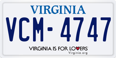 VA license plate VCM4747