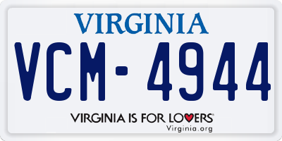 VA license plate VCM4944