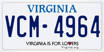 VA license plate VCM4964