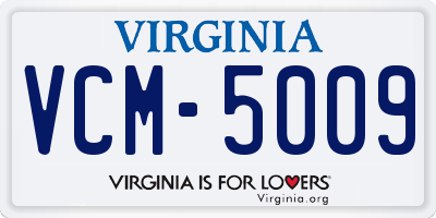 VA license plate VCM5009