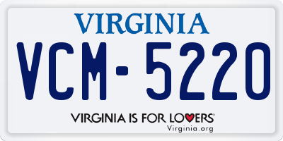 VA license plate VCM5220