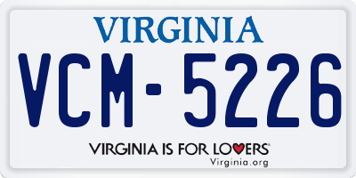 VA license plate VCM5226