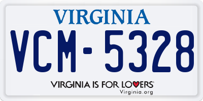 VA license plate VCM5328