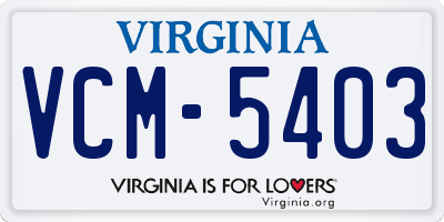 VA license plate VCM5403