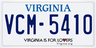 VA license plate VCM5410