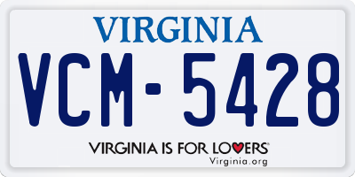 VA license plate VCM5428