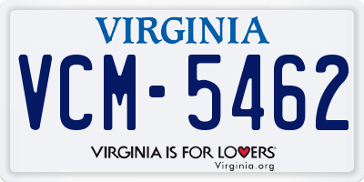 VA license plate VCM5462