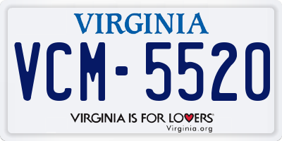VA license plate VCM5520