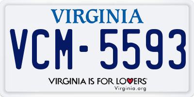 VA license plate VCM5593