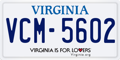 VA license plate VCM5602