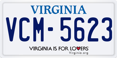 VA license plate VCM5623