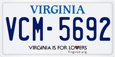 VA license plate VCM5692