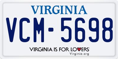 VA license plate VCM5698