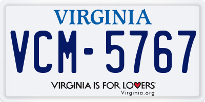 VA license plate VCM5767