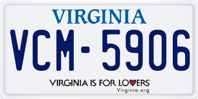 VA license plate VCM5906