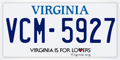 VA license plate VCM5927
