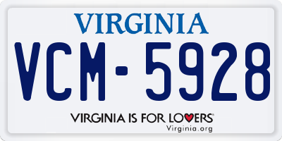 VA license plate VCM5928
