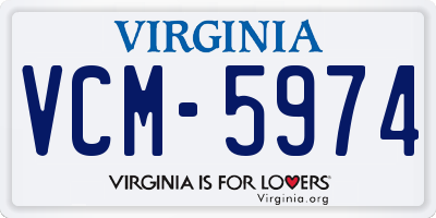 VA license plate VCM5974