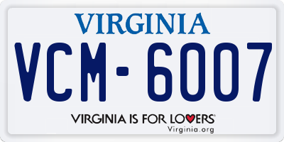 VA license plate VCM6007