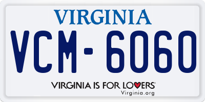 VA license plate VCM6060