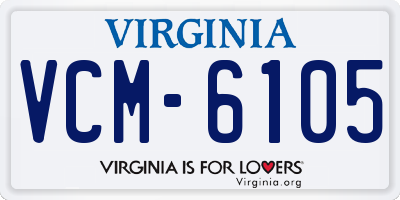 VA license plate VCM6105