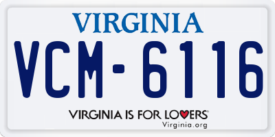 VA license plate VCM6116