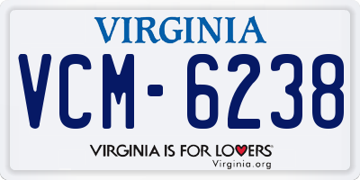 VA license plate VCM6238