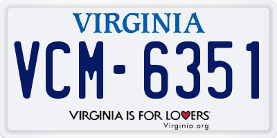 VA license plate VCM6351