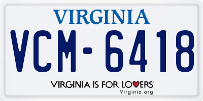 VA license plate VCM6418