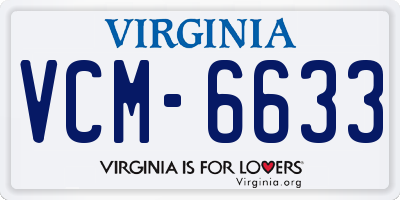 VA license plate VCM6633