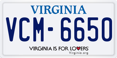 VA license plate VCM6650