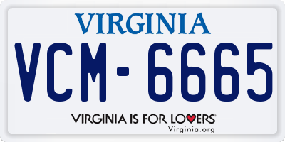 VA license plate VCM6665