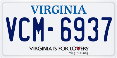 VA license plate VCM6937