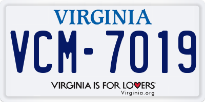 VA license plate VCM7019