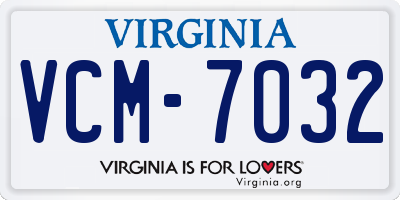 VA license plate VCM7032