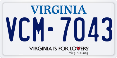 VA license plate VCM7043