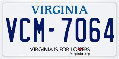 VA license plate VCM7064
