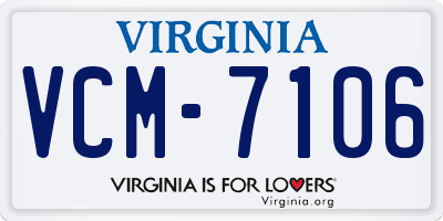 VA license plate VCM7106