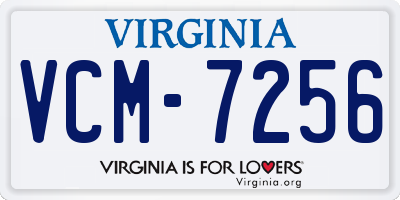 VA license plate VCM7256